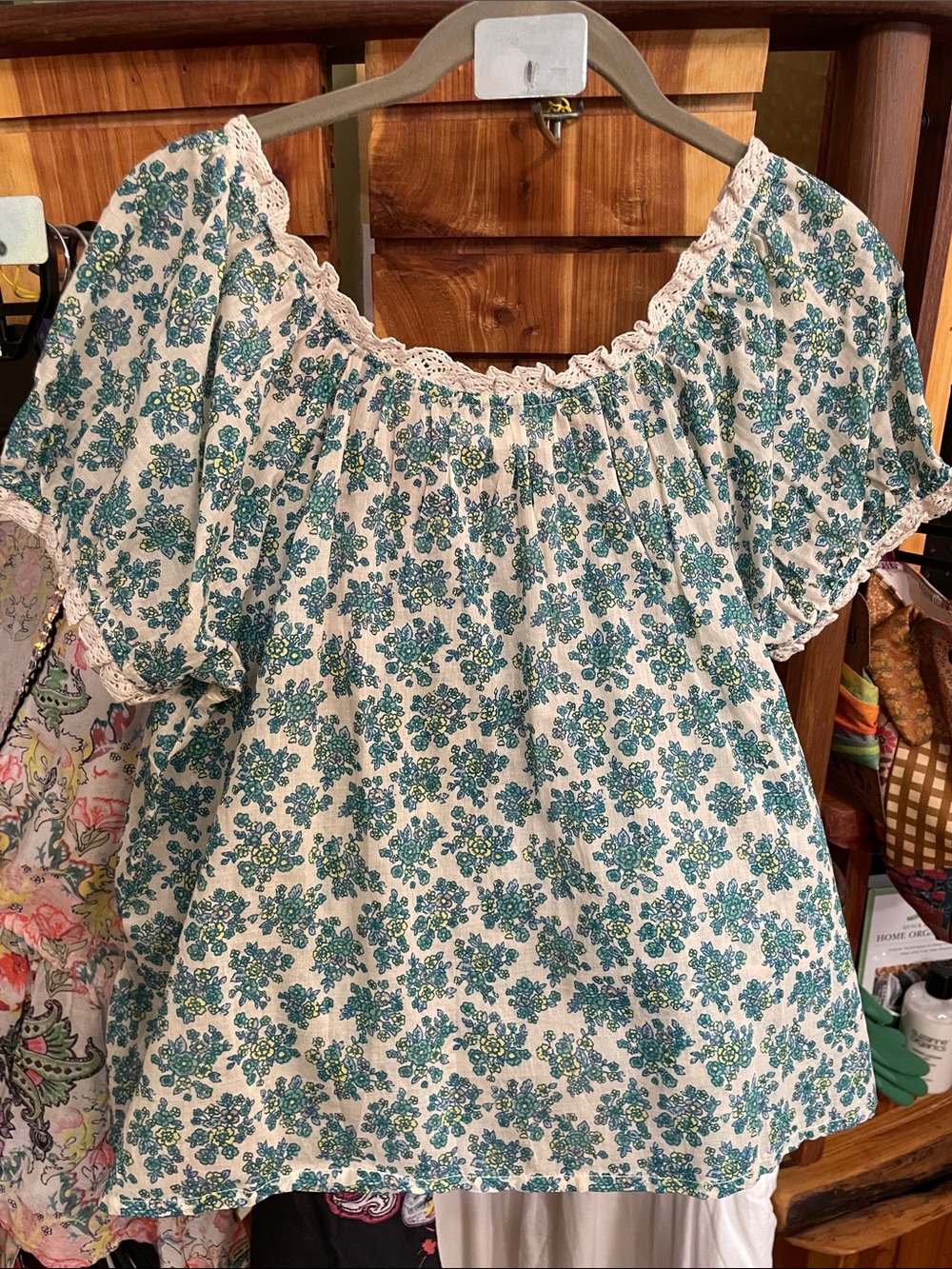 NATURAL LIFE Sweet Nothings Embroidered Top Cream Folk Ditsy Puff-Sleeve Blouse - Picture 16 of 16